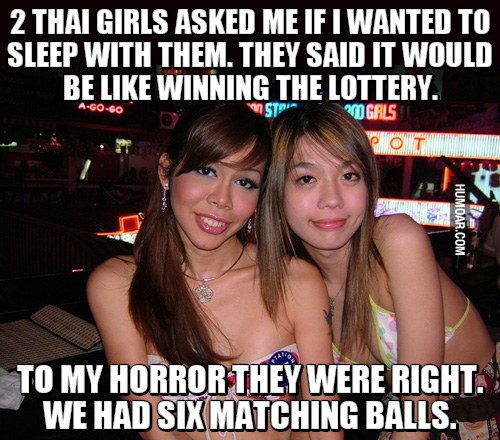 Funny meme with two Thai ladyboys
