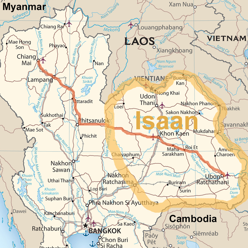 Map of Isaan Thailand